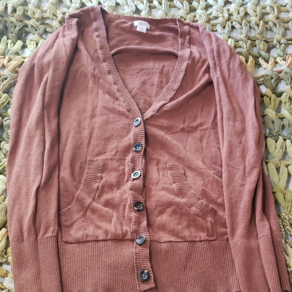 Light Orange Button Up Cardigan by Mossimo (L)